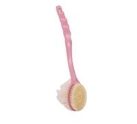 Soft Body Scrubber Back Scrubbing Soft Bristles Double Sided Bath Ball Gentle Take Bath Long Handle Bath Brush(Pink)