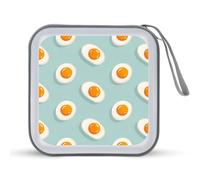 Soft-Boiled Egg Cut Into Pieces Portable CD Case Holder 48 Capacity Travel DVD Storage Boxs Wallet Bag