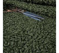 Soft Boucle Fluffy Fleece Upholstery Fabric, Dark Green
