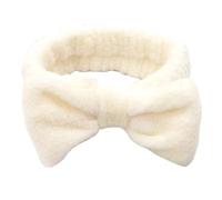 Soft Bow Headbands SPA Yoga Big Solid Color Coral Fleece Elastic Hair Bands Women Washing Face Cute Makeup Hairband Accessories(Beige)