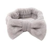Soft Bow Headbands SPA Yoga Big Solid Color Coral Fleece Elastic Hair Bands Women Washing Face Cute Makeup Hairband Accessories(Light Grey)