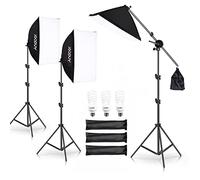 Soft Boxes Lighting Kit, Andoer Studio Photography Light Kit Softbox Lighting Set with 45W LED Light Bulb 2M Light Stand Boom Arm for Studio Portrait Product Photo Video Live Broadcast