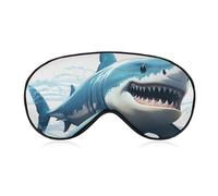 Soft & Breathable Blue Shark Printed Sleep Mask - Adjustable, Anti-Light, Comfortable Eye Mask for Better Sleep, Ideal for Travel, Eye Fatigue Relief, Washable, Skin-Friendly