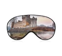 Soft & Breathable Castle Near Lake Stones Printed Sleep Mask - Adjustable, Anti-Light, Comfortable Eye Mask for Better Sleep, Ideal for Travel, Eye Fatigue Relief, Washable, Skin-Friendly