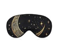 Soft & Breathable Crescent Moon Pattern on Black Background Printed Sleep Mask - Adjustable, Anti-Light, Comfortable Eye Mask for Better Sleep, Ideal for Travel, Eye Fatigue Relief, Washable, Skin-Fri