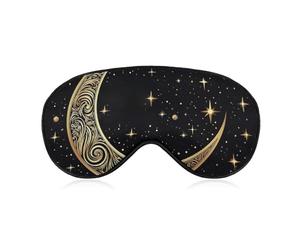 Soft & Breathable Crescent Moon Pattern on Black Background Printed Sleep Mask - Adjustable, Anti-Light, Comfortable Eye Mask for Better Sleep, Ideal for Travel, Eye Fatigue Relief, Washable, Skin-Fri
