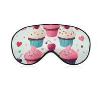 Soft & Breathable Cupcake Candy Hearts Sweet Printed Sleep Mask - Adjustable, Anti-Light, Comfortable Eye Mask for Better Sleep, Ideal for Travel, Eye Fatigue Relief, Washable, Skin-Friendly