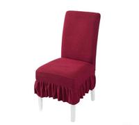 Soft Breathable Fabric Chair Slipcover High Back(Red) | Elegant pleated skirt design, transforms old chairs, suitable for dining rooms and events