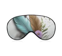 Soft & Breathable Feather Flower Printed Sleep Mask - Adjustable, Anti-Light, Comfortable Eye Mask for Better Sleep, Ideal for Travel, Eye Fatigue Relief, Washable, Skin-Friendly