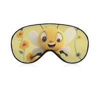 Soft & Breathable Happy Bee Printed Sleep Mask - Adjustable, Anti-Light, Comfortable Eye Mask for Better Sleep, Ideal for Travel, Eye Fatigue Relief, Washable, Skin-Friendly