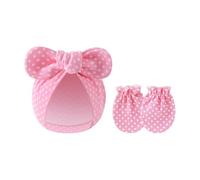 Soft Breathable Infant Bowknot Hat with Matching Mittens Anti Scratch Gloves Design 0-6 Months Baby Shower Gift Baby Girls Bow Knot Headpiece, H, One Size