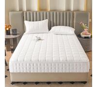 Soft Breathable Mattress Cover, Mattress Protector, Quilted Topper Pad Cover, Full Wrap Dustproof Fitted Sheet for Home, Bedroom, Hotel White A 150x200+25