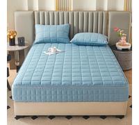 Soft Breathable Mattress Cover, Mattress Protector, Quilted Topper Pad Cover, Full Wrap Dustproof Fitted Sheet for Home, Bedroom, Hotel Light Blue A 180x200+10