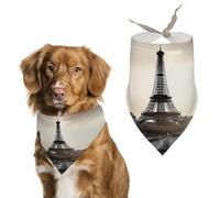 Soft & Breathable Pet Bandana for Dogs & Cats, Travel Paris Print Lightweight Polyester Scarf, Perfect for Daily Style Or Special Events