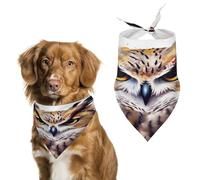 Soft & Breathable Pet Bandana for Dogs & Cats, Watercolor Cool Owl Head Print Lightweight Polyester Scarf, Perfect for Daily Style Or Special Events