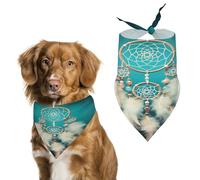 Soft & Breathable Pet Bandana for Dogs & Cats, White Dream Catcher Feather Print Lightweight Polyester Scarf, Perfect for Daily Style Or Special Events