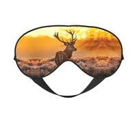 Soft Breathable Sleep Antler Red Deer Print Eye Mask,Light Blocking,Adjustable Strap,Sleep Mask for Travel,Night Work,Office