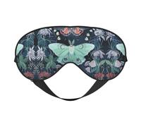 Soft Breathable Sleep Beautiful Moth Print Eye Mask,Light Blocking,Adjustable Strap,Sleep Mask for Travel,Night Work,Office