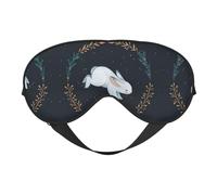 Soft Breathable Sleep Cute White Rabbit Print Eye Mask,Light Blocking,Adjustable Strap,Sleep Mask for Travel,Night Work,Office