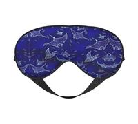 Soft Breathable Sleep Manta Ray and Fish Print Eye Mask,Light Blocking,Adjustable Strap,Sleep Mask for Travel,Night Work,Office
