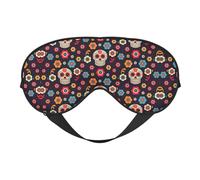Soft Breathable Sleep Mexican Skull Print Eye Mask,Light Blocking,Adjustable Strap,Sleep Mask for Travel,Night Work,Office