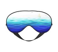 Soft Breathable Sleep Ocean Waves Sailboat with Birds Maritime Print Eye Mask,Light Blocking,Adjustable Strap,Sleep Mask for Travel,Night Work,Office