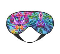 Soft Breathable Sleep Pink Flower Tropical Plant Print Eye Mask,Light Blocking,Adjustable Strap,Sleep Mask for Travel,Night Work,Office
