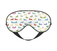 Soft Breathable Sleep Rabbits in Different Poses Jumping Running Print Eye Mask,Light Blocking,Adjustable Strap,Sleep Mask for Travel,Night Work,Office