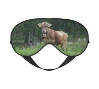 Soft Breathable Sleep Real Swiss Cow Brown Print Eye Mask,Light Blocking,Adjustable Strap,Sleep Mask for Travel,Night Work,Office