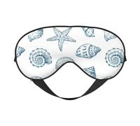 Soft Breathable Sleep Starfish Shell Print Eye Mask,Light Blocking,Adjustable Strap,Sleep Mask for Travel,Night Work,Office