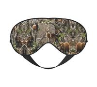 Soft Breathable Sleep Wildlife Hunting Deer Bear Elk Print Eye Mask,Light Blocking,Adjustable Strap,Sleep Mask for Travel,Night Work,Office