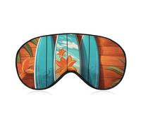 Soft & Breathable Surfboard on Wooden Printed Sleep Mask - Adjustable, Anti-Light, Comfortable Eye Mask for Better Sleep, Ideal for Travel, Eye Fatigue Relief, Washable, Skin-Friendly