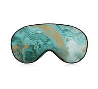 Soft & Breathable Teal and Gold Marble Printed Sleep Mask - Adjustable, Anti-Light, Comfortable Eye Mask for Better Sleep, Ideal for Travel, Eye Fatigue Relief, Washable, Skin-Friendly