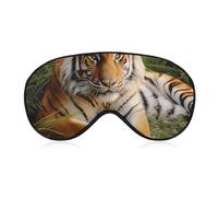 Soft & Breathable Tiger Laying on The Grass Printed Sleep Mask - Adjustable, Anti-Light, Comfortable Eye Mask for Better Sleep, Ideal for Travel, Eye Fatigue Relief, Washable, Skin-Friendly