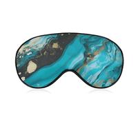 Soft & Breathable Turquoise Blue Gold Marble Printed Sleep Mask - Adjustable, Anti-Light, Comfortable Eye Mask for Better Sleep, Ideal for Travel, Eye Fatigue Relief, Washable, Skin-Friendly