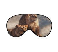Soft & Breathable Two Lions Printed Sleep Mask - Adjustable, Anti-Light, Comfortable Eye Mask for Better Sleep, Ideal for Travel, Eye Fatigue Relief, Washable, Skin-Friendly