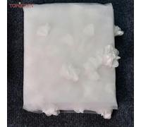 Soft Bridal Veils 3d Floral Wedding Veil Single Tier Hand-stitched Long Cathedral Wedding Veil with 3D Flowers-off White-120cm