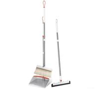Soft Bristle Broom Dustpan Set Hair Free Sweep(Three + Wiper)