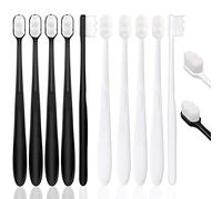 Soft Bristle Toothbrush,10PCS Extra Soft Micro Nano Toothbrush for Sensitive Gums, Adult Tooth Brush with 20000 Soft Bristles Sterile Fiber for Sensitive Teeth(Black + White)