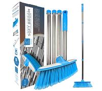 Soft Broom Indoor Sweeping Broom Brush with Stainless Steel Handle - The Perfect Indoor Sweeping Kitchen Floor Brush Broom for Your House - The Long Handled Sweeper (Blue)