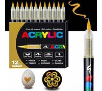 Soft Brush Tip Acrylic Paint Pens Waterproof Markers with Uniform Ink Output High Pigment Art for Wood Metal Ceramic Fabric Stone DIY Crafting