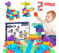 Soft Building Blocks for Toddlers 1-3, 80 PCS Vibrant Colored STEM Stacking Toys, Large Soft Rubber Blocks for Babies 6 Months+, Creative Preschool Building Set, Birthday Gifts for Boys Girls