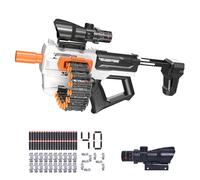 Soft Bullet Toy Gun with Large Capacity Chain Magazine & Scope, Realistic Toy Foam Blaster for Children 8+, Includes 40 Foam Bullets, Outdoor Toy for Boys & Girls