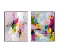 Soft Burst Collection Framed Canvas Print Modern Wall Decor Set by Art Remedy, White Frame, 24 x 30