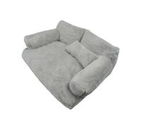 Soft Calming Pet Sofa Bed, Removable Cotton Fleece Calming Pet Couch with Non-Slip Bottom, Machine Washable Cute Cat Couch Sofas for Indoor Cats(Space Gray,L)