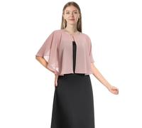 Soft Capelets capes Shawls and Wraps for Dress Chiffon Shrug Wedding Cape Cover Up, Blush, One Size