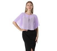 Soft Capelets capes Shawls and Wraps for Dress Chiffon Shrug Wedding Cape Cover Up, Lilac, One Size