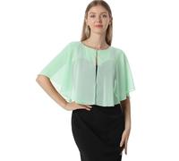 Soft Capelets capes Shawls and Wraps for Dress Chiffon Shrug Wedding Cape Cover Up, Mint Green, One Size