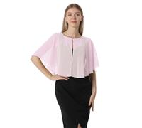Soft Capelets capes Shawls and Wraps for Dress Chiffon Shrug Wedding Cape Cover Up, Pink, One Size