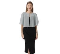 Soft Capelets capes Shawls and Wraps for Dress Chiffon Shrug Wedding Cape Cover Up, Silver Gray, One Size